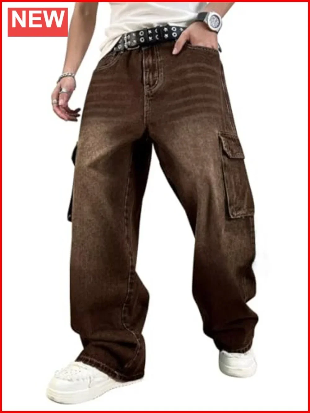 Baggy Cargo Jeans Men Women Y2K Wide Leg Loose Fit Streetwear Skate Pants